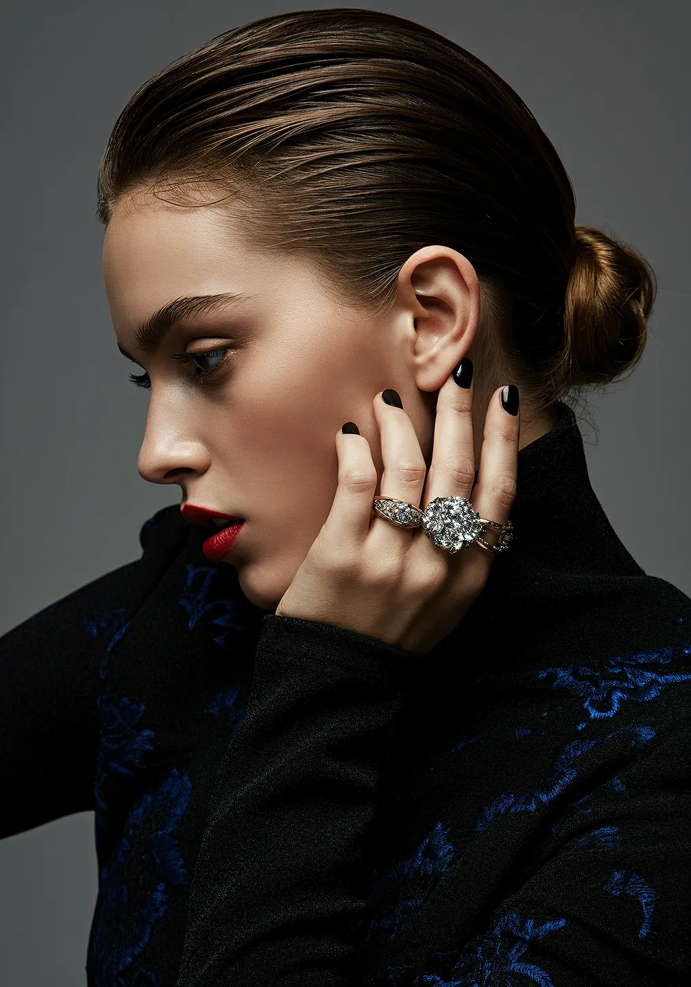 woman with gray background